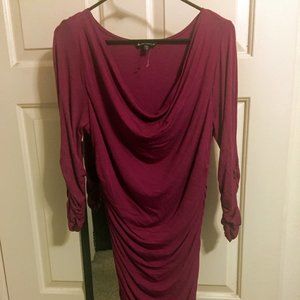 CRANBERRY RUNCHED DRESS
